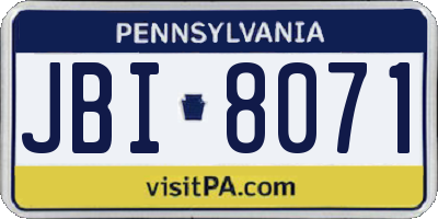 PA license plate JBI8071