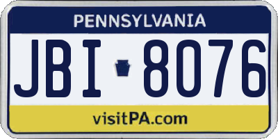 PA license plate JBI8076