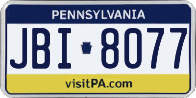 PA license plate JBI8077