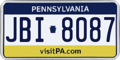 PA license plate JBI8087