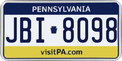 PA license plate JBI8098