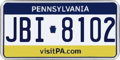 PA license plate JBI8102