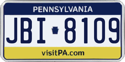 PA license plate JBI8109