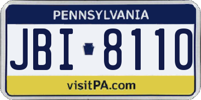 PA license plate JBI8110
