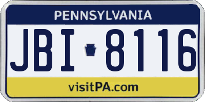 PA license plate JBI8116