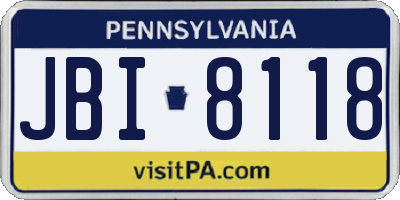 PA license plate JBI8118