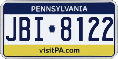 PA license plate JBI8122