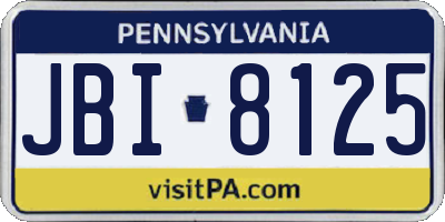 PA license plate JBI8125