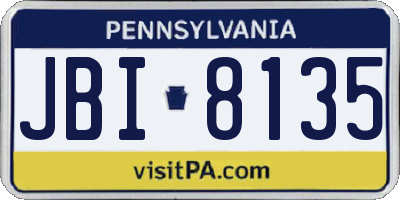 PA license plate JBI8135