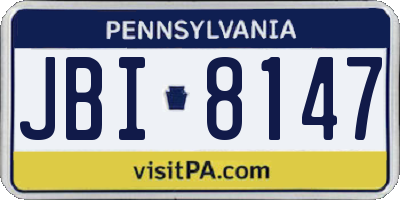 PA license plate JBI8147