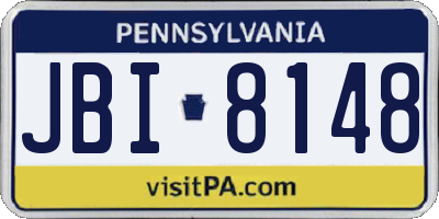 PA license plate JBI8148