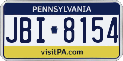 PA license plate JBI8154