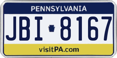 PA license plate JBI8167