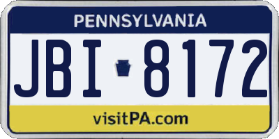PA license plate JBI8172