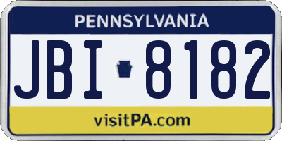 PA license plate JBI8182
