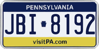 PA license plate JBI8192