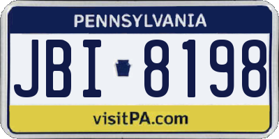 PA license plate JBI8198