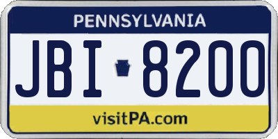 PA license plate JBI8200