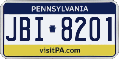 PA license plate JBI8201