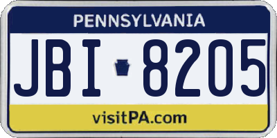 PA license plate JBI8205