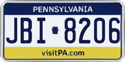 PA license plate JBI8206