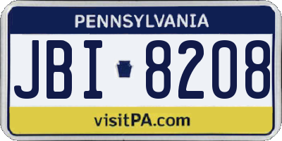 PA license plate JBI8208