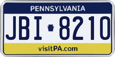PA license plate JBI8210
