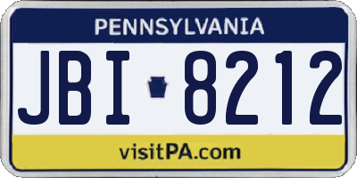 PA license plate JBI8212