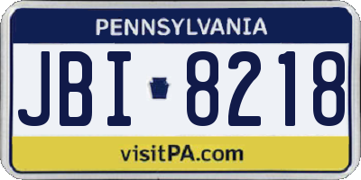 PA license plate JBI8218