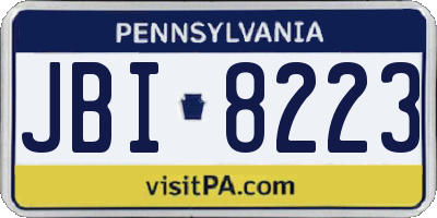 PA license plate JBI8223