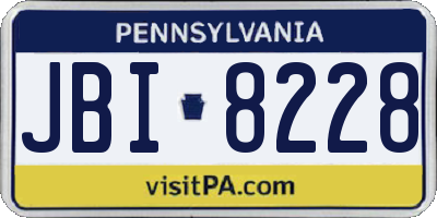 PA license plate JBI8228