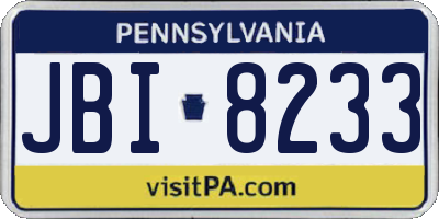 PA license plate JBI8233