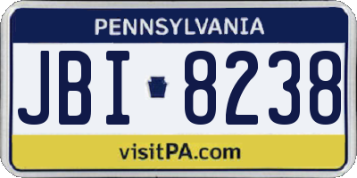 PA license plate JBI8238