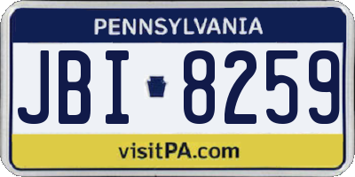 PA license plate JBI8259