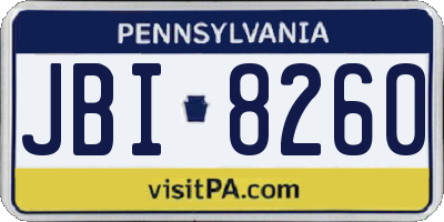 PA license plate JBI8260