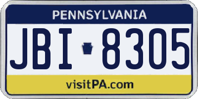 PA license plate JBI8305