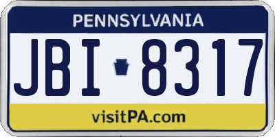 PA license plate JBI8317