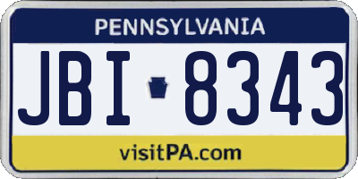 PA license plate JBI8343