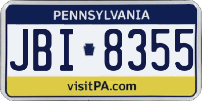 PA license plate JBI8355