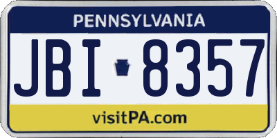 PA license plate JBI8357