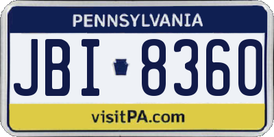 PA license plate JBI8360