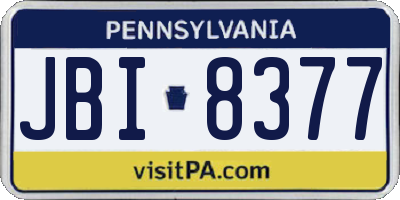 PA license plate JBI8377