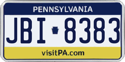 PA license plate JBI8383