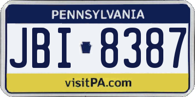 PA license plate JBI8387