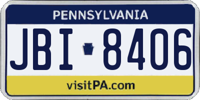 PA license plate JBI8406