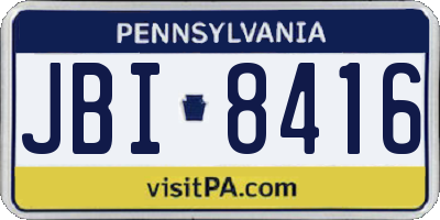 PA license plate JBI8416