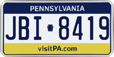 PA license plate JBI8419