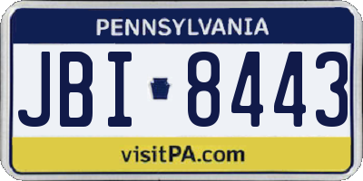 PA license plate JBI8443