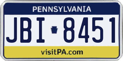 PA license plate JBI8451