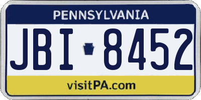 PA license plate JBI8452